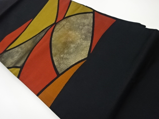 JAPANESE KIMONO / VINTAGE HANHABA OBI / WOVEN ABSTRACT PATTERN